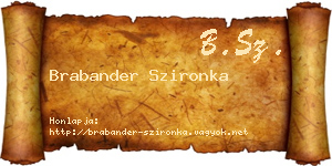 Brabander Szironka névjegykártya
